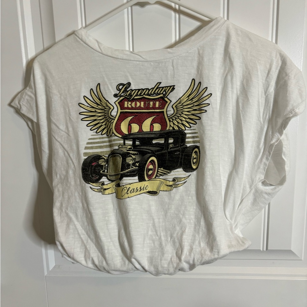 Route 66 Cropped Cinched Shirt